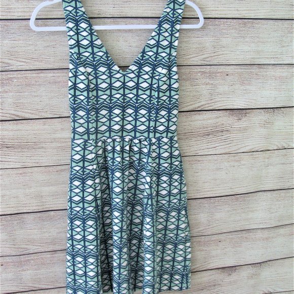Maeve Blue/Green Geometric Cut-out dress - Picture 5 of 8